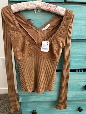 Free People Intimately Lace Cami in Warm Brown